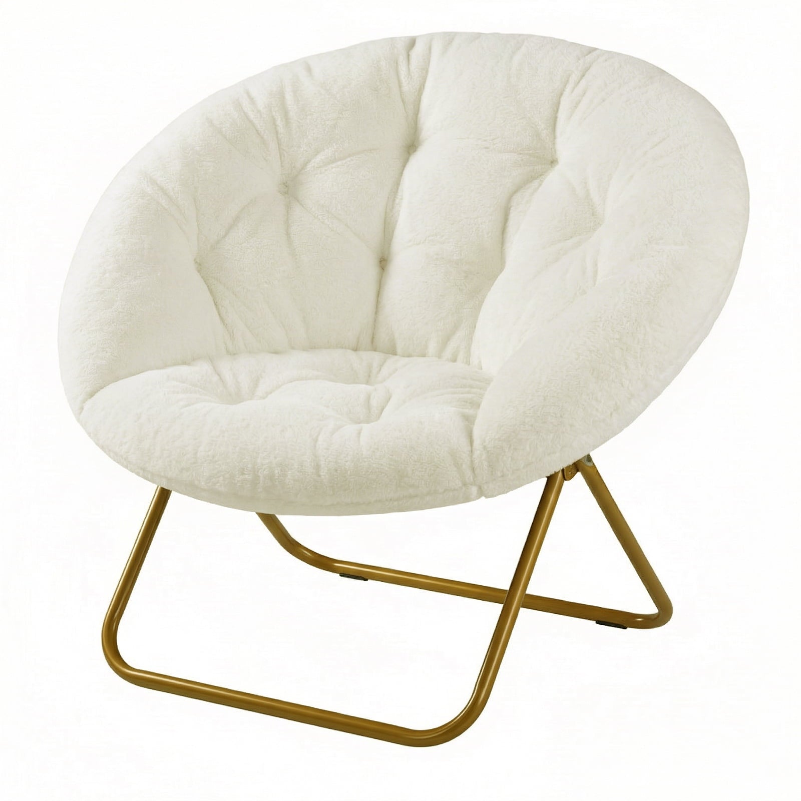 Alvantor Faux Fur Saucer Chair for Living Room and Bedroom, Gray, White, Pink
