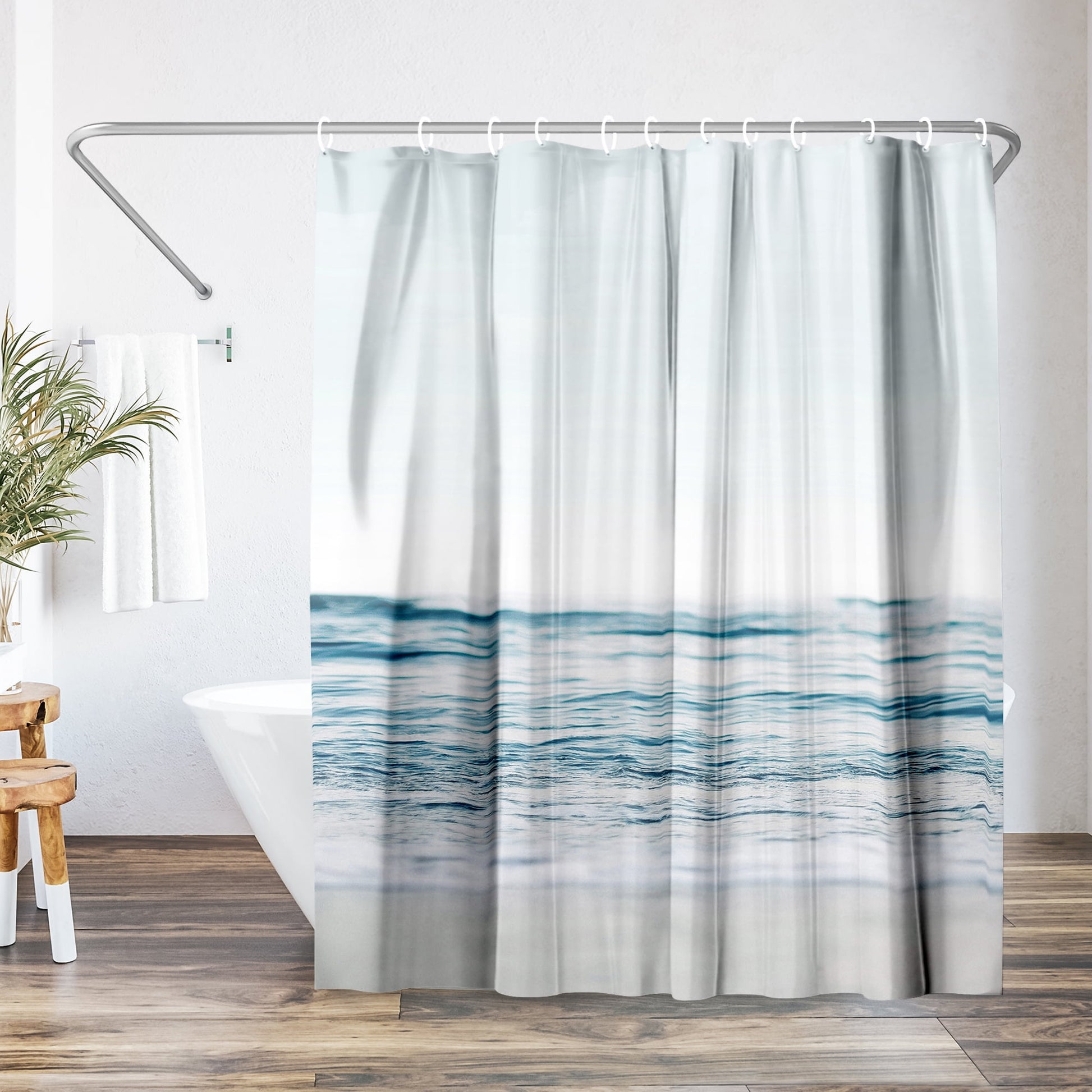 Americanflat 71x74 Blue Wave and Sand Shower Curtain - 100% Polyester Shower Curtain