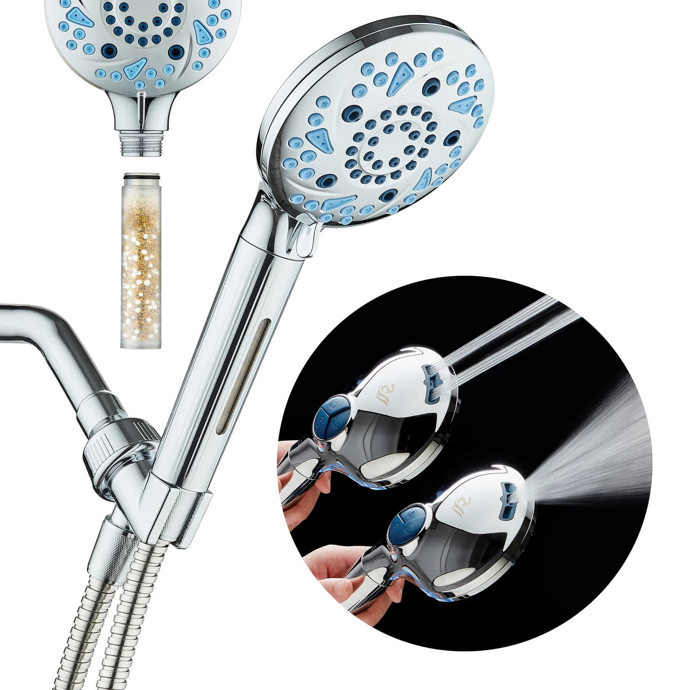AquaCare 3.0 Cabezal de Ducha de Mano de Lujo de Alta PresiÃ³n con 10 Configuraciones y Filtro de Ducha Integrado, Lavado Potente de 2 Modos y Boquillas Antimicrobianas