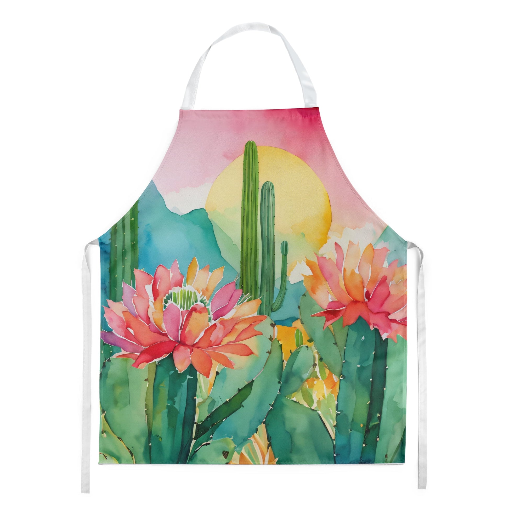 Arizona Saguaro Cactus Blossom in Watercolor Apron