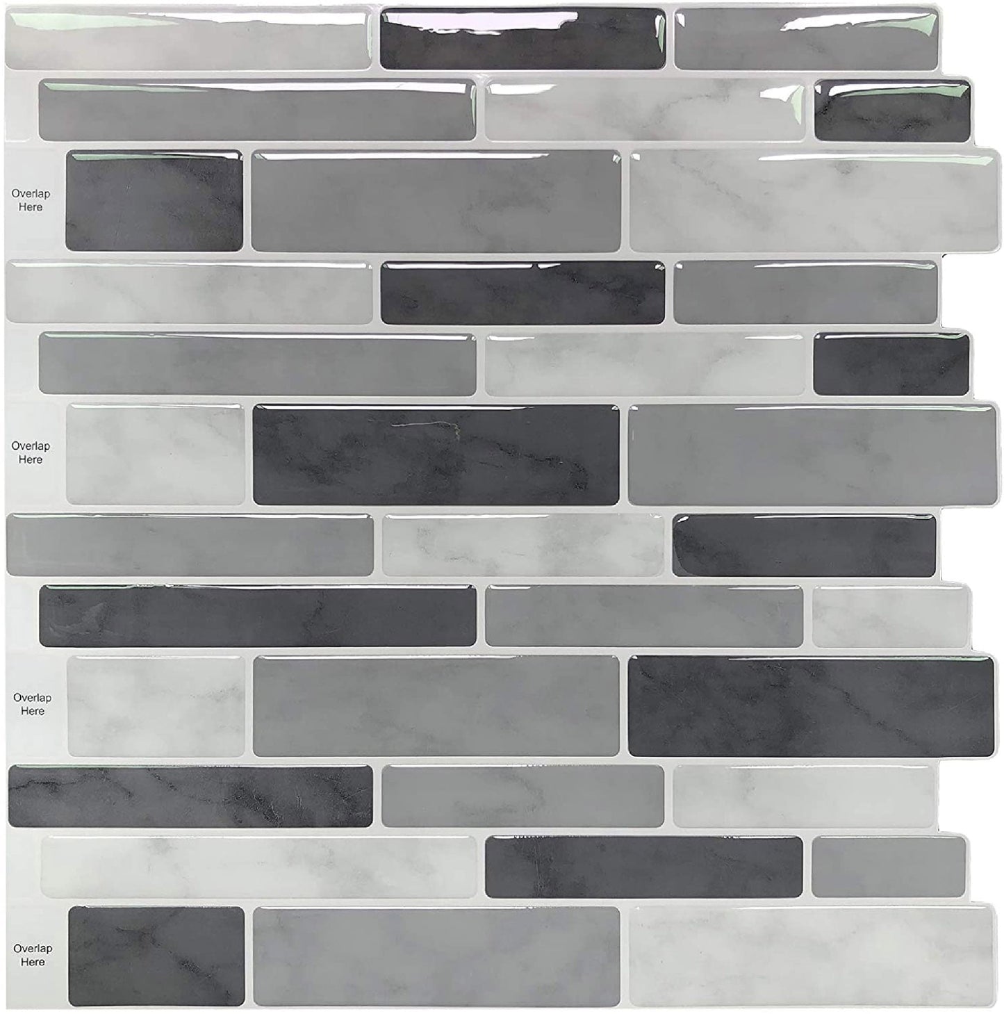 Art3d Peel and Stick Backsplash Wall Tiles for Kitchen,12"x12" Gray Marble Tile(10-Pack)