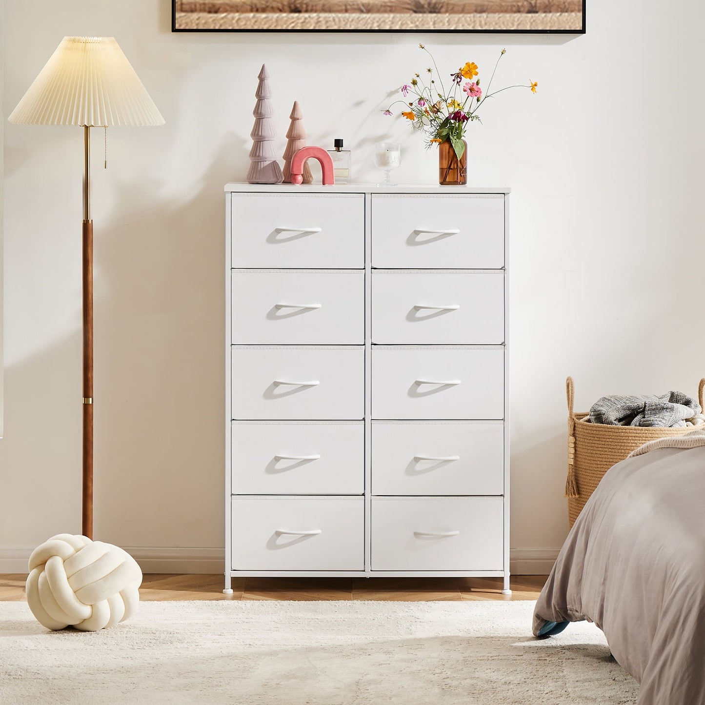 Aukfa CÃ³moda de 8 Cajones, CÃ³moda Alta de Tela y CÃ³moda para Dormitorio, Estructura de Metal, Gris