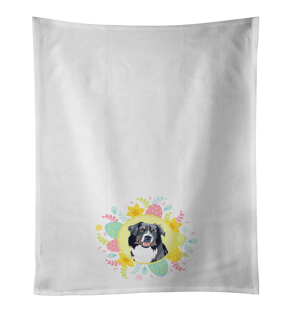 Australian Shepherd Black Tricolor #1 Easter White Kitchen Towel Set of 2 19 in x 28 in