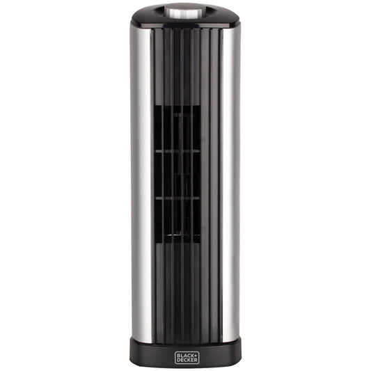 BLACK+DECKER 14-In. 2-Speed Portable Mini Oscillating Tower Fan, Black and Silver, BFT114