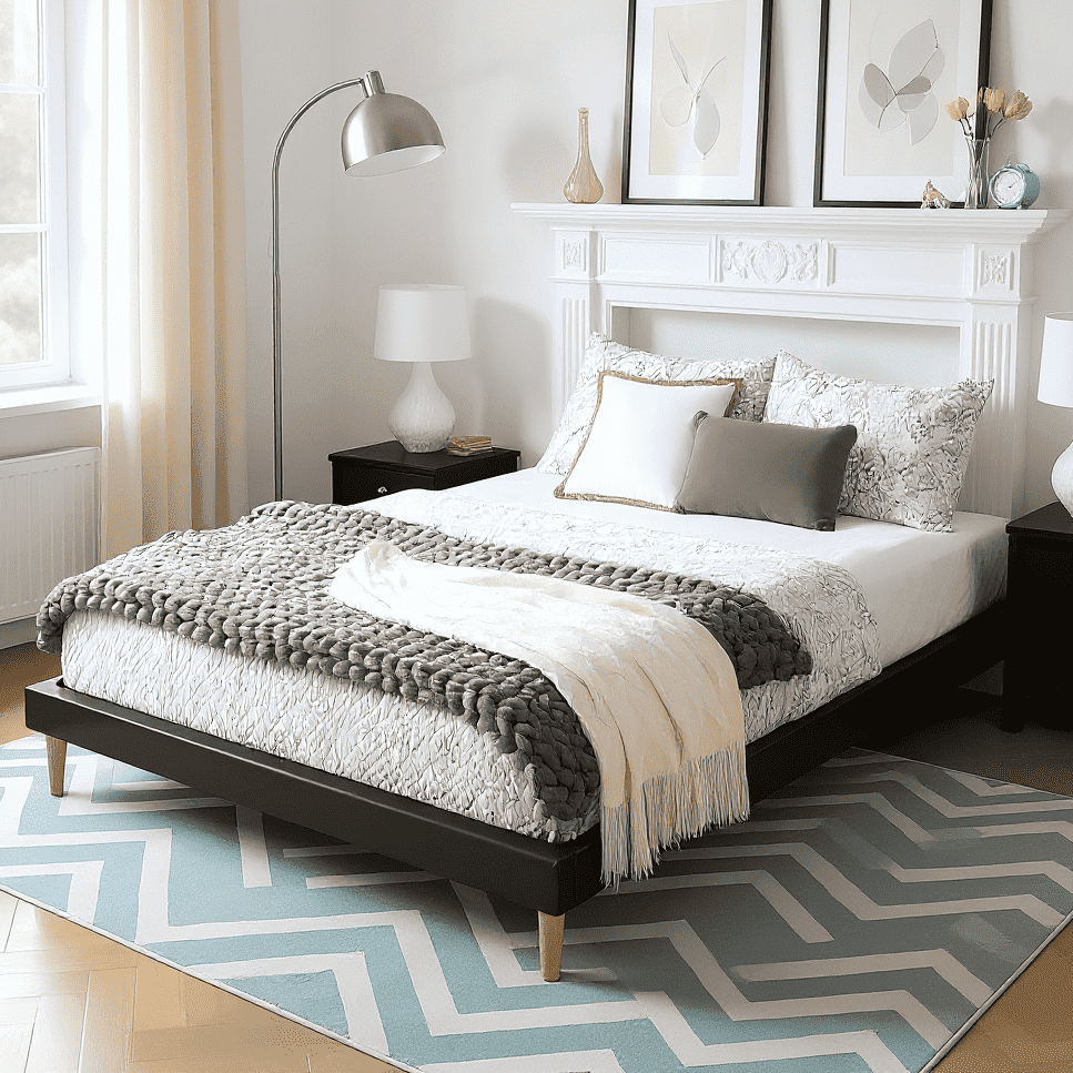BSHTI KING Size Platform Bed Frame with Wood Slat Support, with Robust Wood Slats and a Center Support Leg, Faux Leather Upholstery, Convenient Assembly, Black