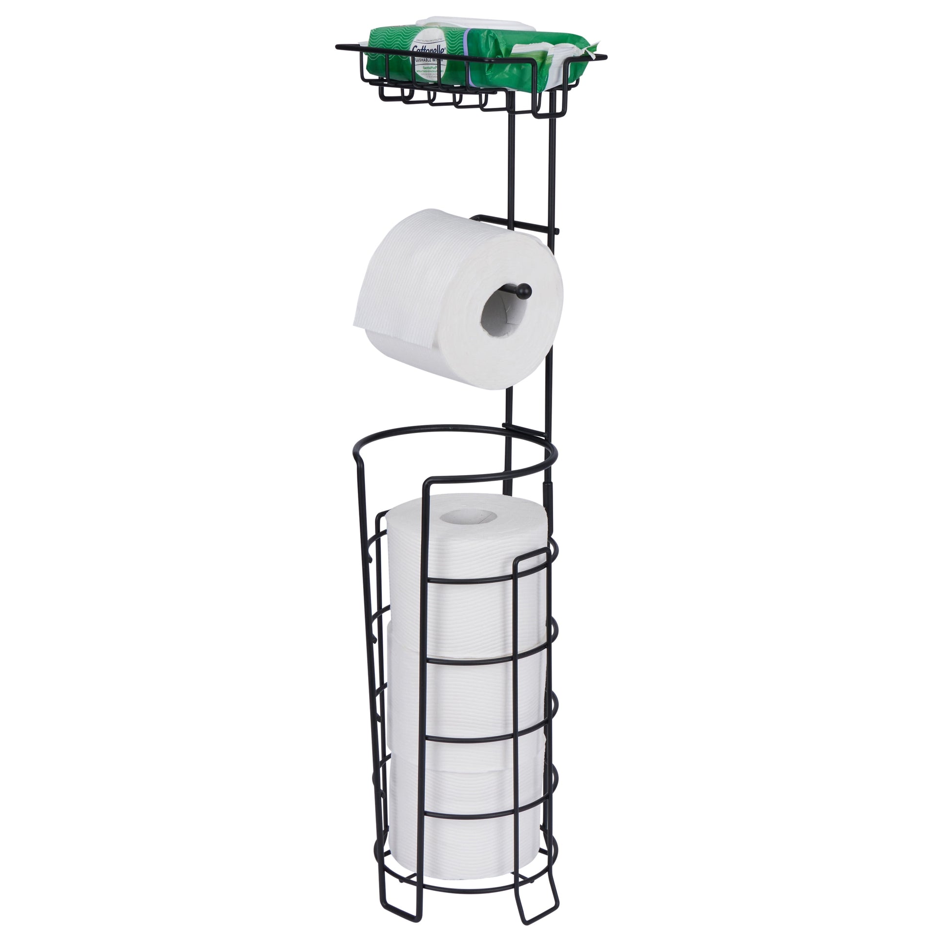 Bath Bliss 2 in 1 Freestanding Toilet Paper Holder & Dispenser in Black