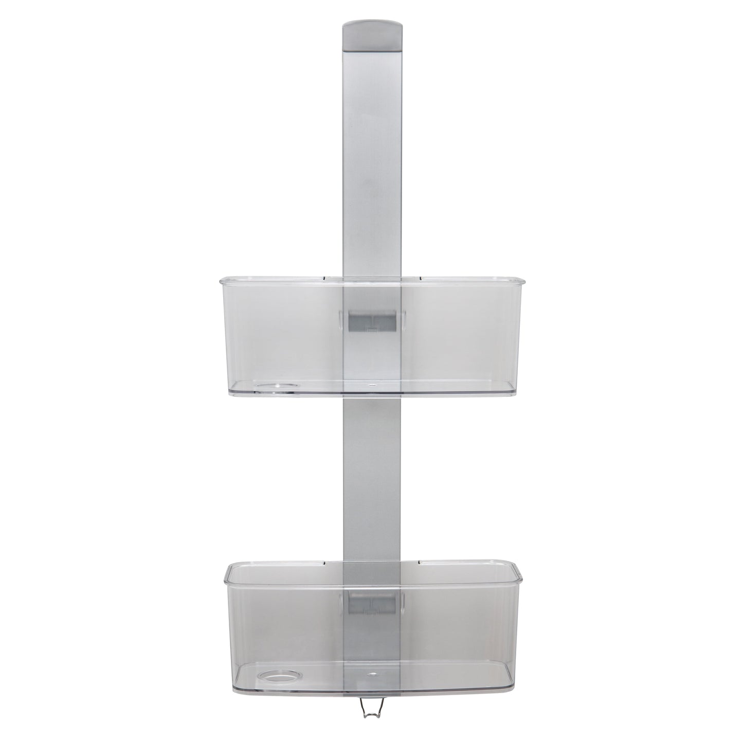 Bath Bliss Adjustable Rust Proof Aluminum 2 Tier Glass Door Shower Caddy - 11.4"x 27.2"x 5.1"