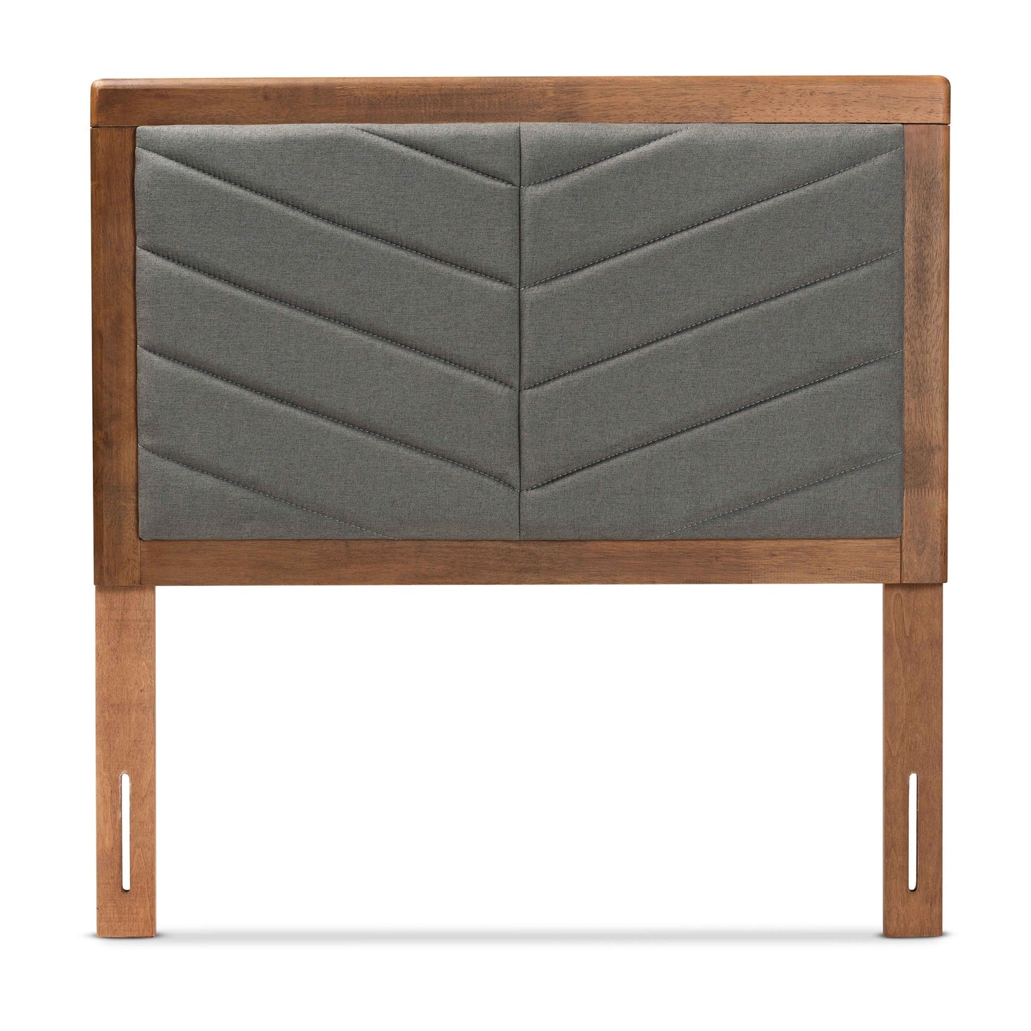 Baxton Studio Iden Modern and Contemporary Light Grey Fabric Upholstered and Walnut Brown Finished Wood King Size Headboard