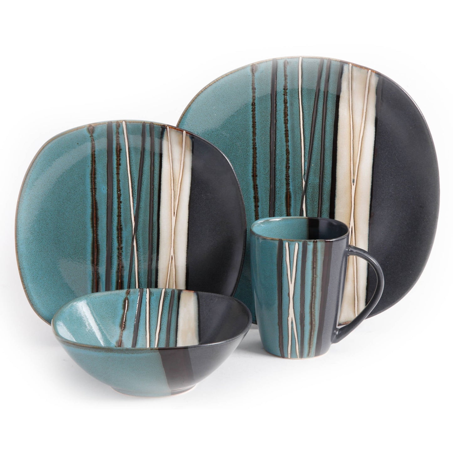 Better Homes & Gardens Bazaar Dinnerware, Teal, Set Of 16