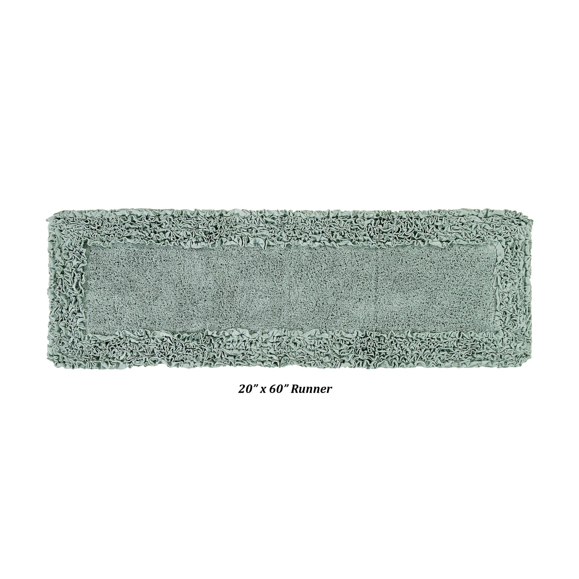 Better Trends 20" x 60" Bathroom Runner Mat, 100% Cotton Non-Slip Bath Rug, Water Absorbent, Machine Washable for Bathroom and Shower Use, Sage Shaggy Border Collection