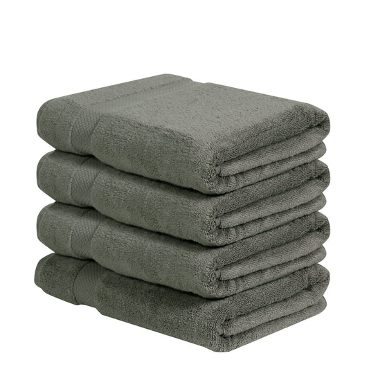 Better Trends 4-Pack Bath Towels 100% Ring Spun Cotton Lightweight, Soft, Extra Absorbent Bath Towels Set for Bathroom Gym Travel Camp Pool Gray-Splash Collection