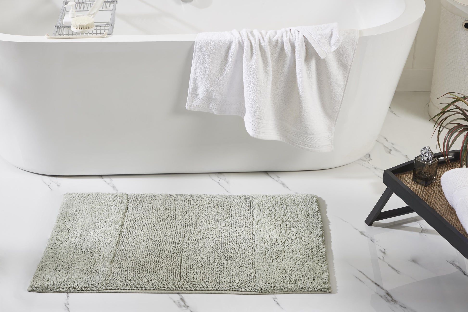 Better Trends 24" x 40" Bathroom Rug 100% Cotton, Soft Tufted Bath Mat, Water Absorbent & Spray Latex Backing Bathroom Rug (Dark Sage) Granada Collection