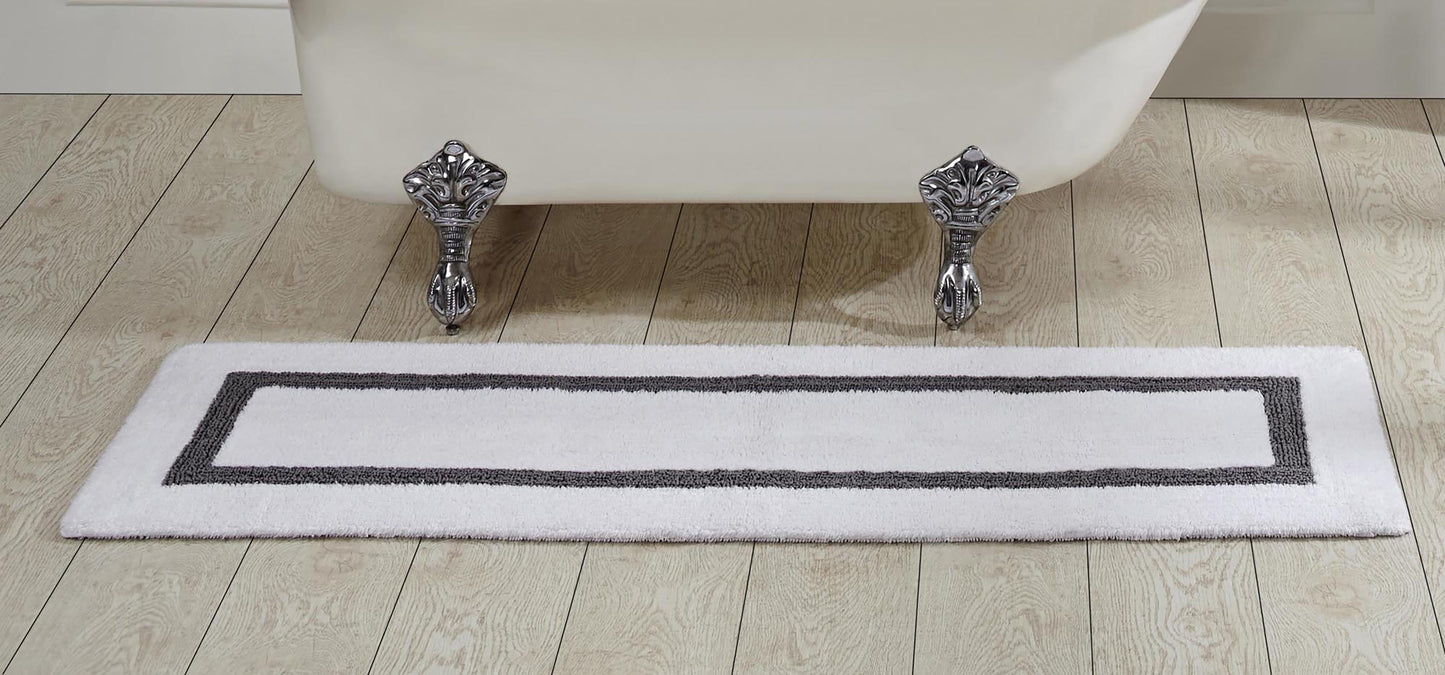 Better Trends 100% Cotton Bathroom Runner Rug Extra Soft Water Absorbent Reversible Machine Washable Mat for Bathroom Floor, Laundry Room 20" x 60" Hotel Collection - White/Gray