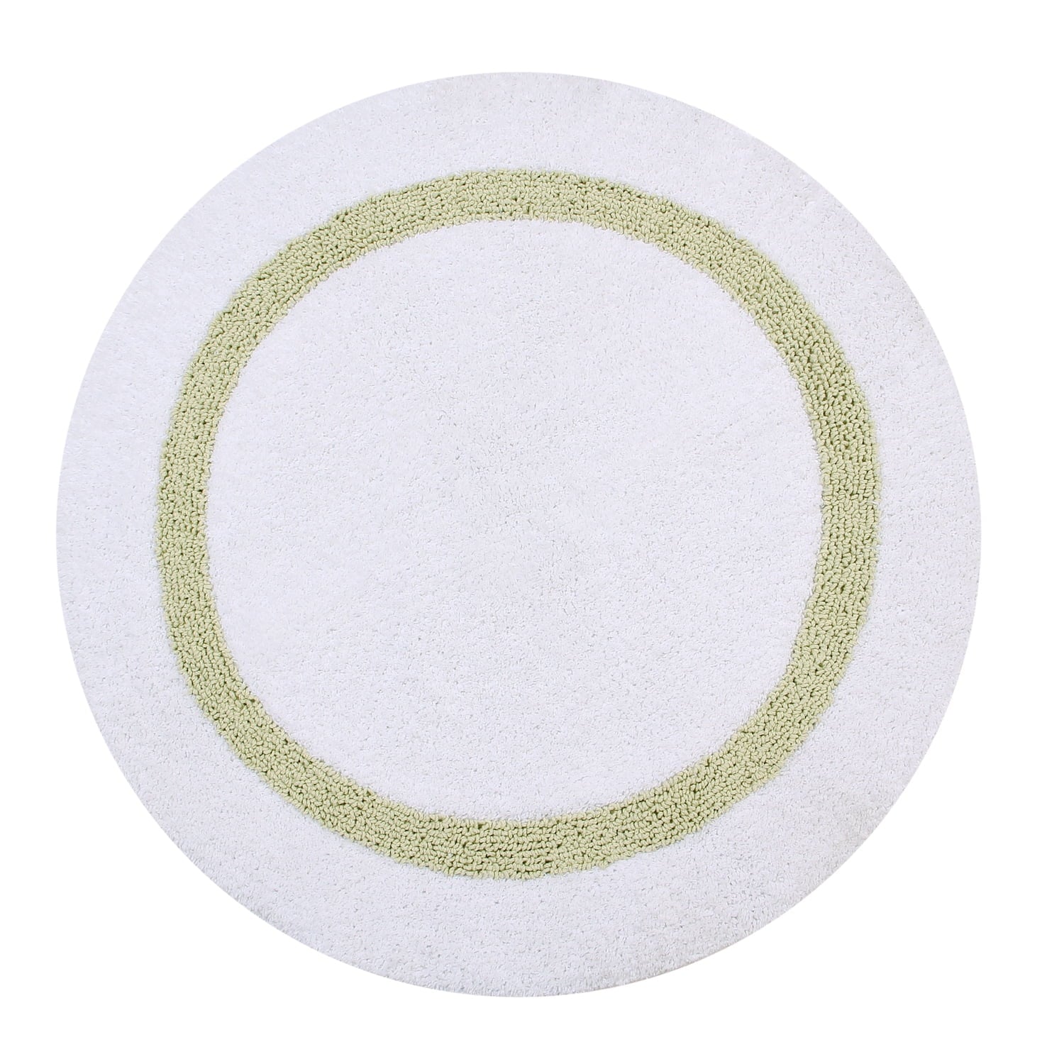 Better Trends 30'' Round Shape Bathroom Rug with Reversible Backing 100% Cotton Water Absorbent, Machine Washable Hotel Collection - White/Sage