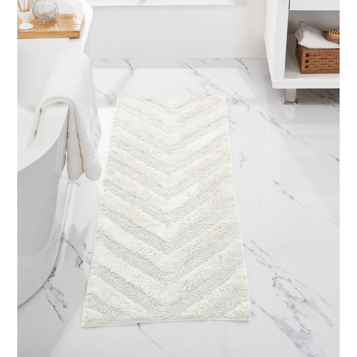 Better Trends Tapete de BaÃ±o Tipo Pasillo Largo Extra Suave Antideslizante Tapete de BaÃ±o Absorbente de Agua 100% AlgodÃ³n Tapete Lavable 20" x 60" Marfil Hugo Collection