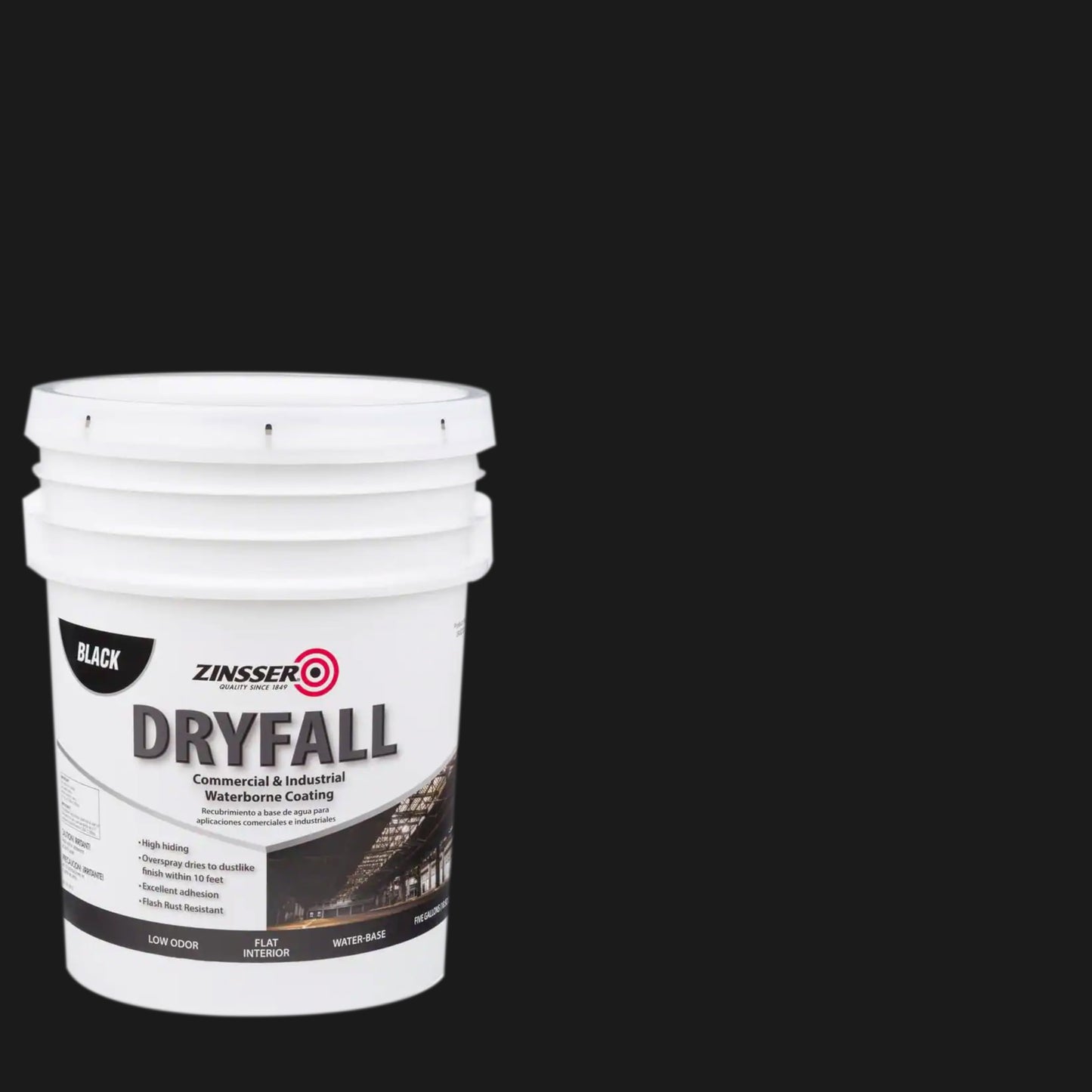 Black, Zinsser Flat Dryfall Commercial and Industrial Waterborne Coating- 5 Gallon, 1 Pack