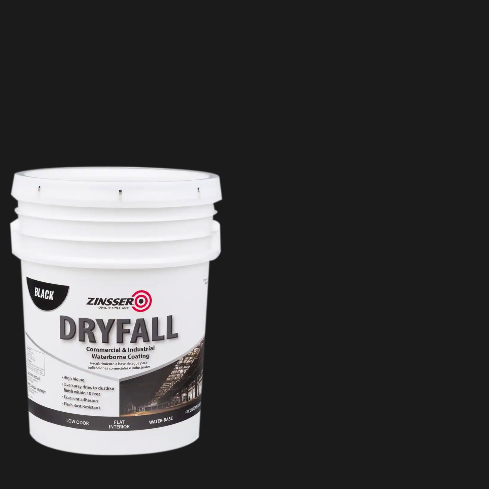 Black, Zinsser Flat Dryfall Commercial and Industrial Waterborne Coating- 5 Gallon, 1 Pack