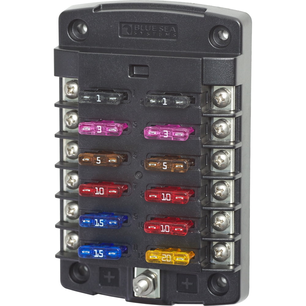 Blue Sea 5034 St Blade Fuse Block Without Cover - 12 Circuit Without Negative Bus
