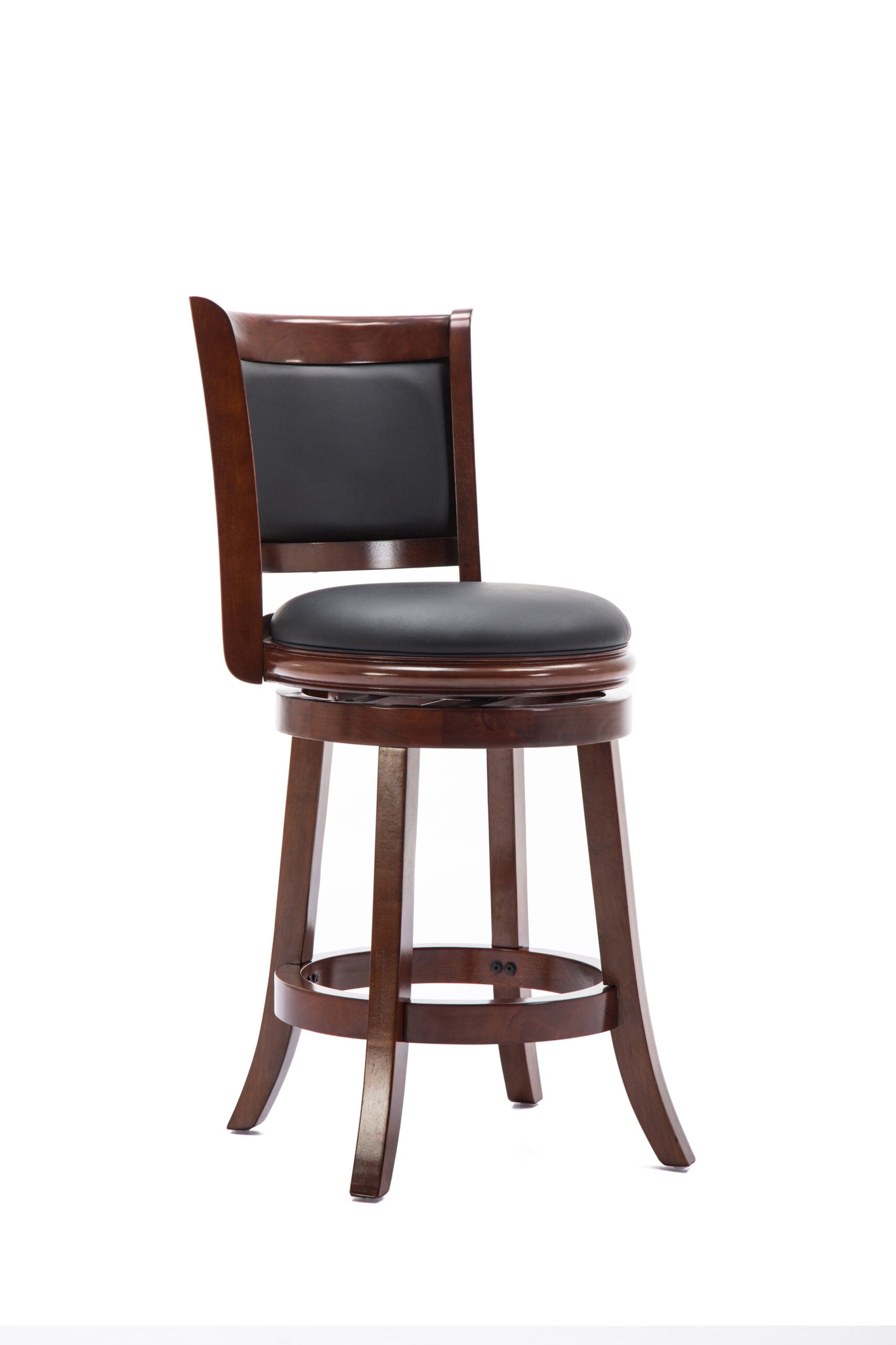 Boraam Augusta Counter Height High Back Swivel Wood Kitchen Counter Stool, Cherry Finish
