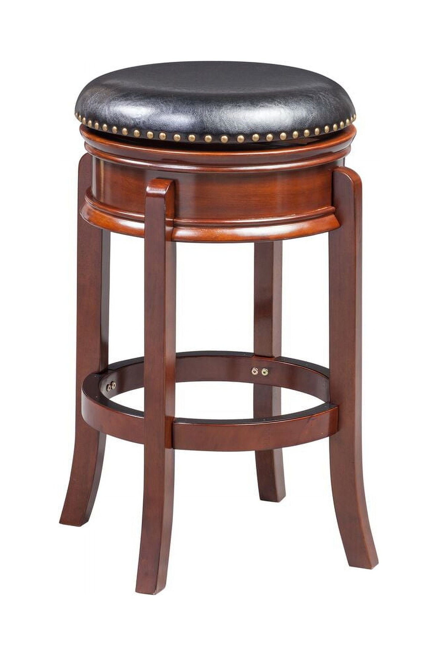 Boraam Hamilton Bar Height Backless Swivel Wood Bar Stool - Cherry Finish