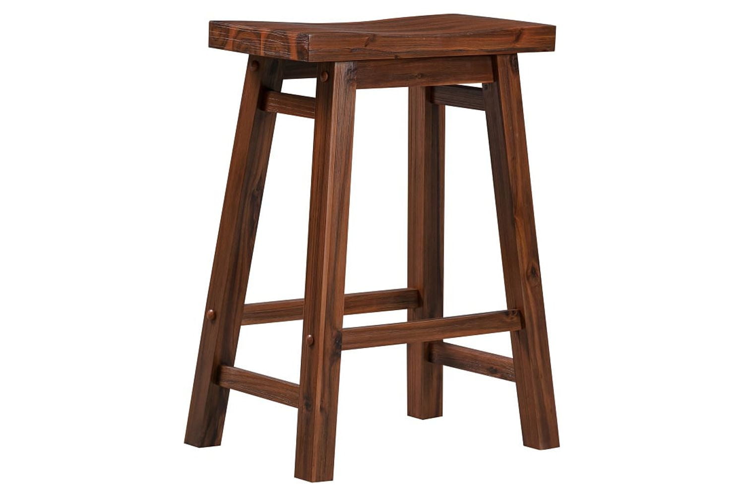 Boraam Sonoma Counter Height Backless Saddle Wood Kitchen Bar Stool, Chestnut Wire-Brush Finish