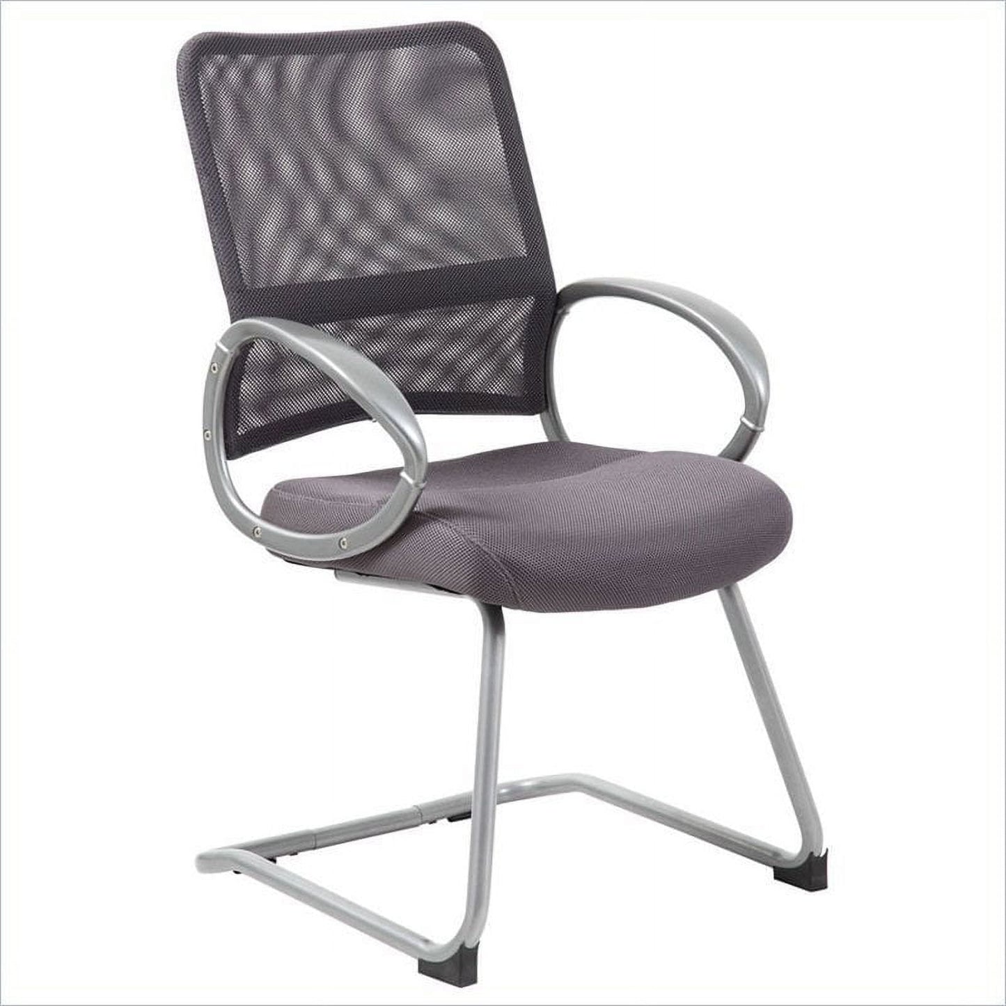 Boss Office Products Mesh Back with Pewter Finish Guest Reception Waiting Room Chair, Gray