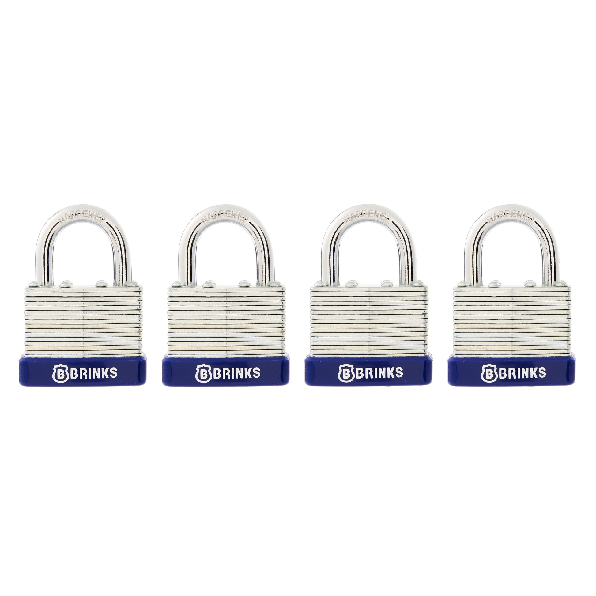 Brinks Laminated Steel 40mm Keyed Padlock with 7/8in Shackle, 4 pack