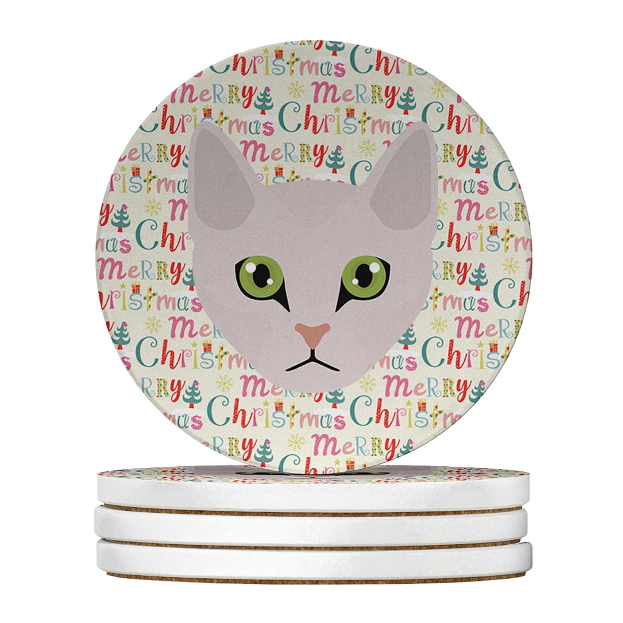 Burmilla Cat Christmas Large Sandstone Coasters Pack of 4 4 in x 4 in
