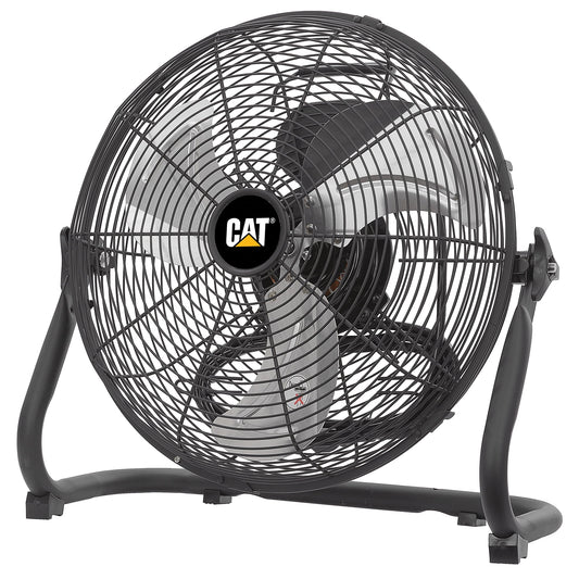 CaterpillarÂ® 14" High-Velocity 3-Speed Metal Floor Fan, 2000 CFM, Black