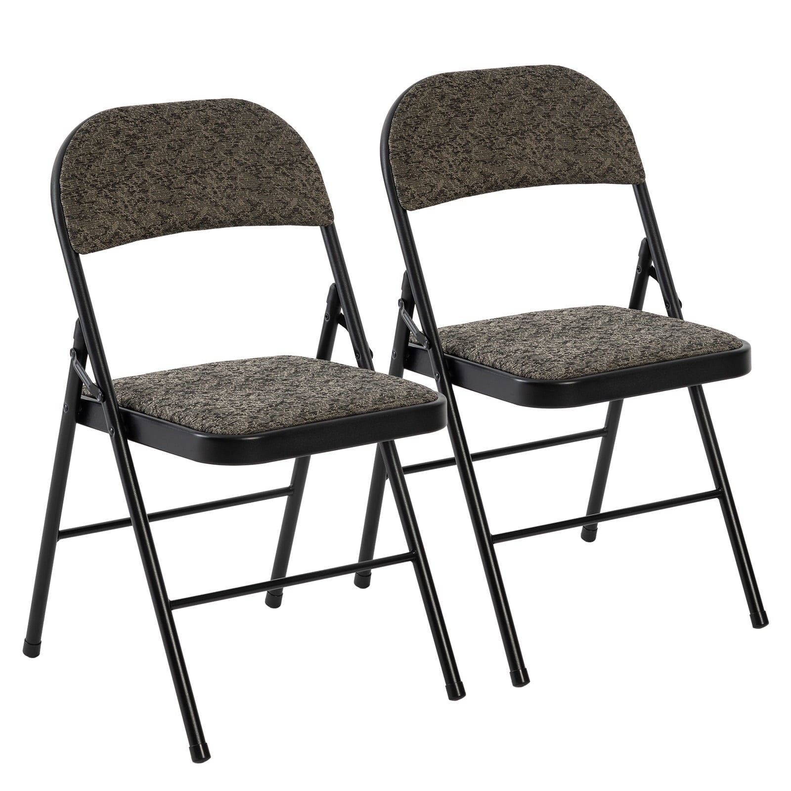 CONCETTA 2 Pack Folding Chairs with Fabric Padded Cushion and Back, Stackable Portable for Home Office, Conference, Wedding, Party, Patio, Garden, Indoor Outdoor Use, Black