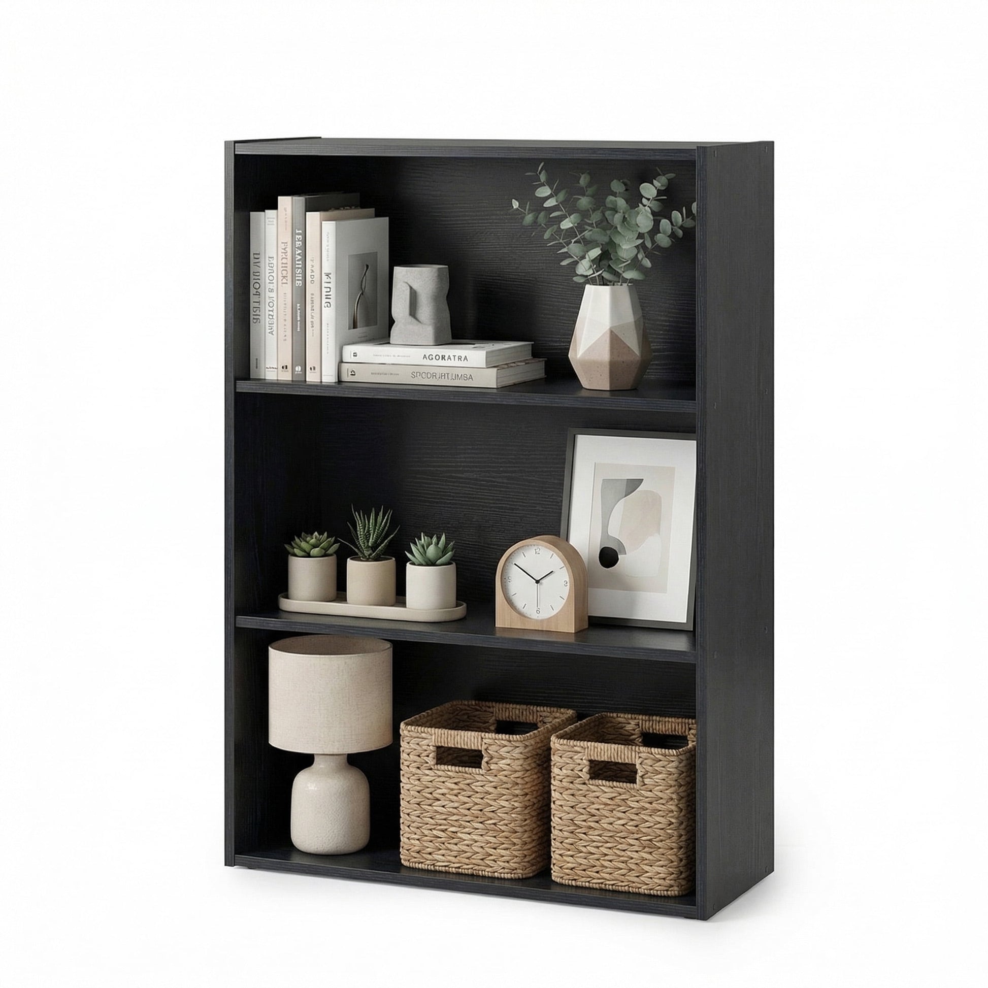 CONCETTA 3 Shelf Bookcase, 32 Inch Tall Floor Standing Open Bookshelf for Home Office and Living Room, Classic Rust