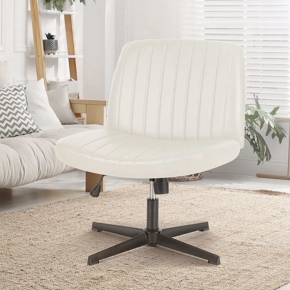 CONCETTA Comfortable Armless Office Chair Adjustable Height, Perfect for Home Workstation, PU+PVC - Beige