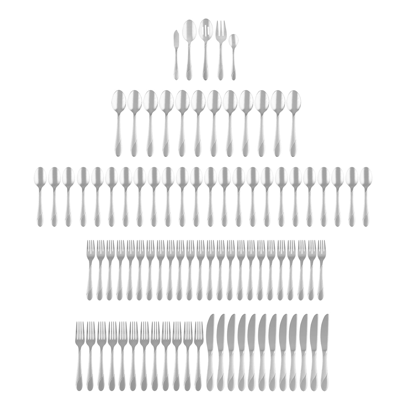 Cambridge Silversmiths Swirl Sand 89-Piece Stainless Steel Flatware Set (Service for 12)