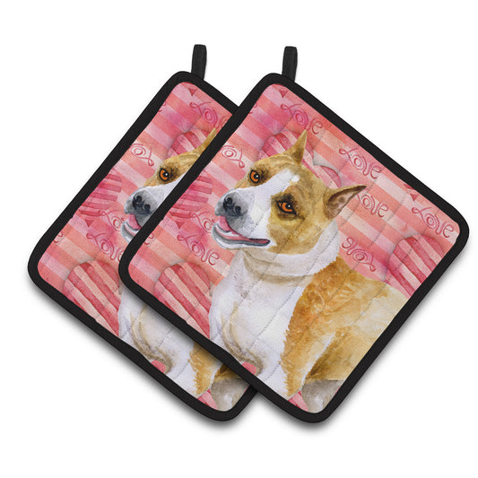 American Staffordshire Love Pair of Pot Holders