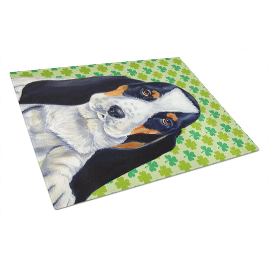 Caroline's Treasures Basset Hound St. Patrick's Day Shamrock Portrait Glass Cutting Board Large