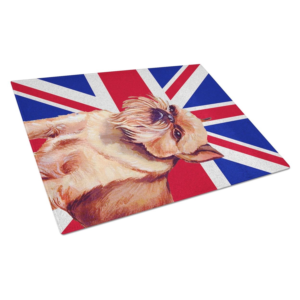 Caroline's Treasures Brussels Griffon with English Union Jack British Flag Glass Cutting Board Large Size