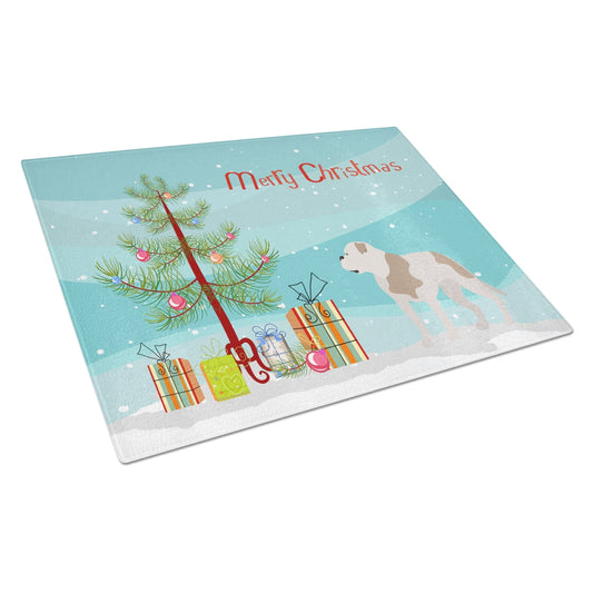 Caroline's Treasures Bulldog Christmas Glass Cutting Board Large