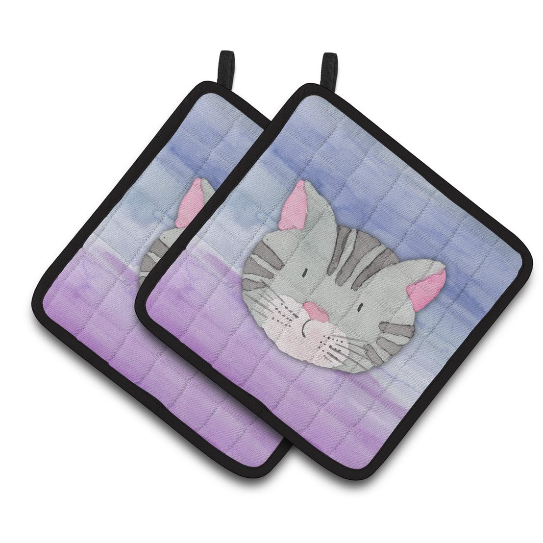 Caroline's Treasures Cat Face Watercolor Pair of Pot Holders
