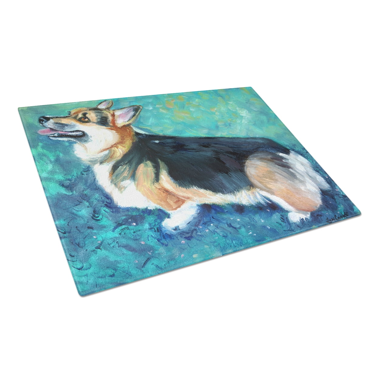 Caroline's Treasures Corgi Pembroke Glass Cutting Board Large