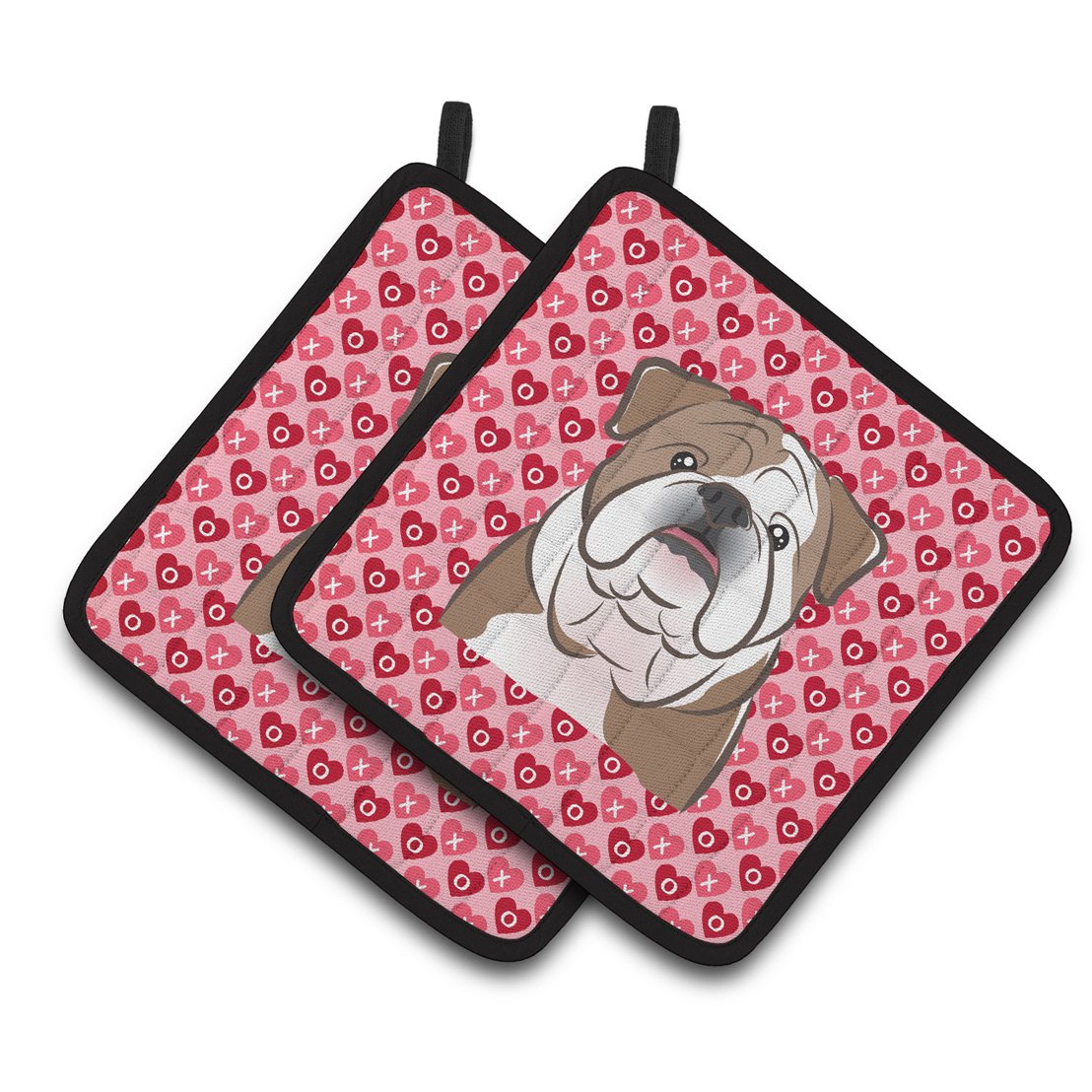 Caroline's Treasures English Bulldog Hearts Pair of Pot Holders