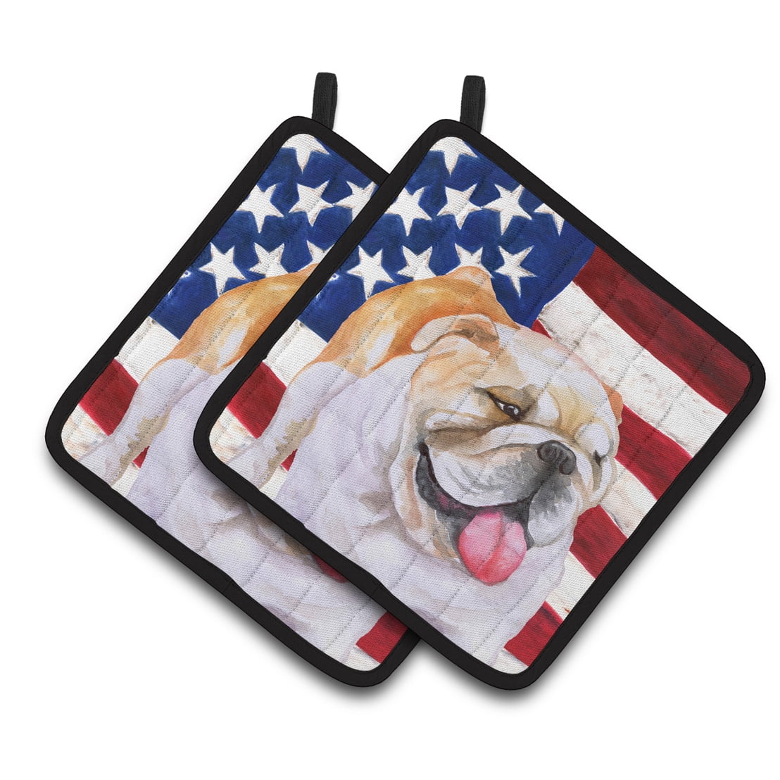 English Bulldog Patriotic Pair of Pot Holders