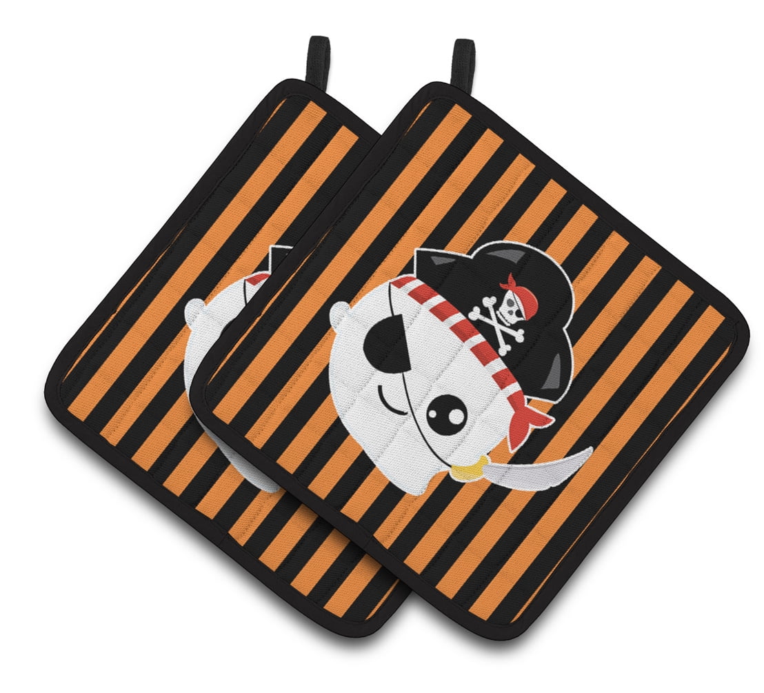 Caroline's Treasures Halloween Ghost Pirate Pair of Pot Holders