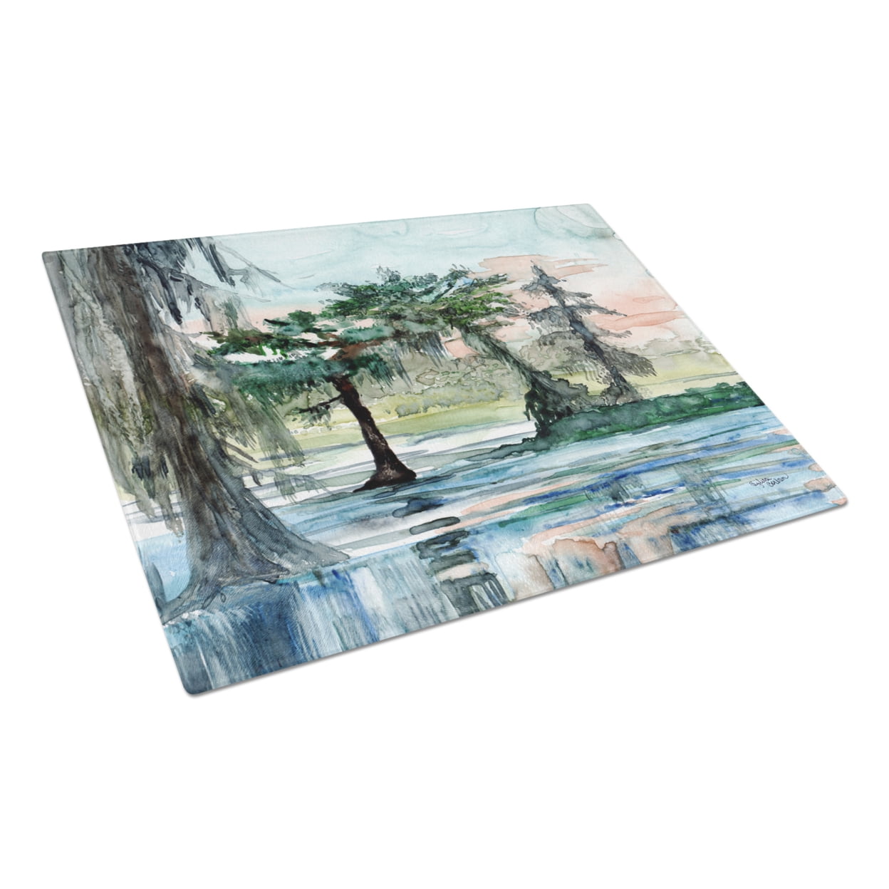 Caroline's Treasures In the Swamp Glass Cutting Board Large
