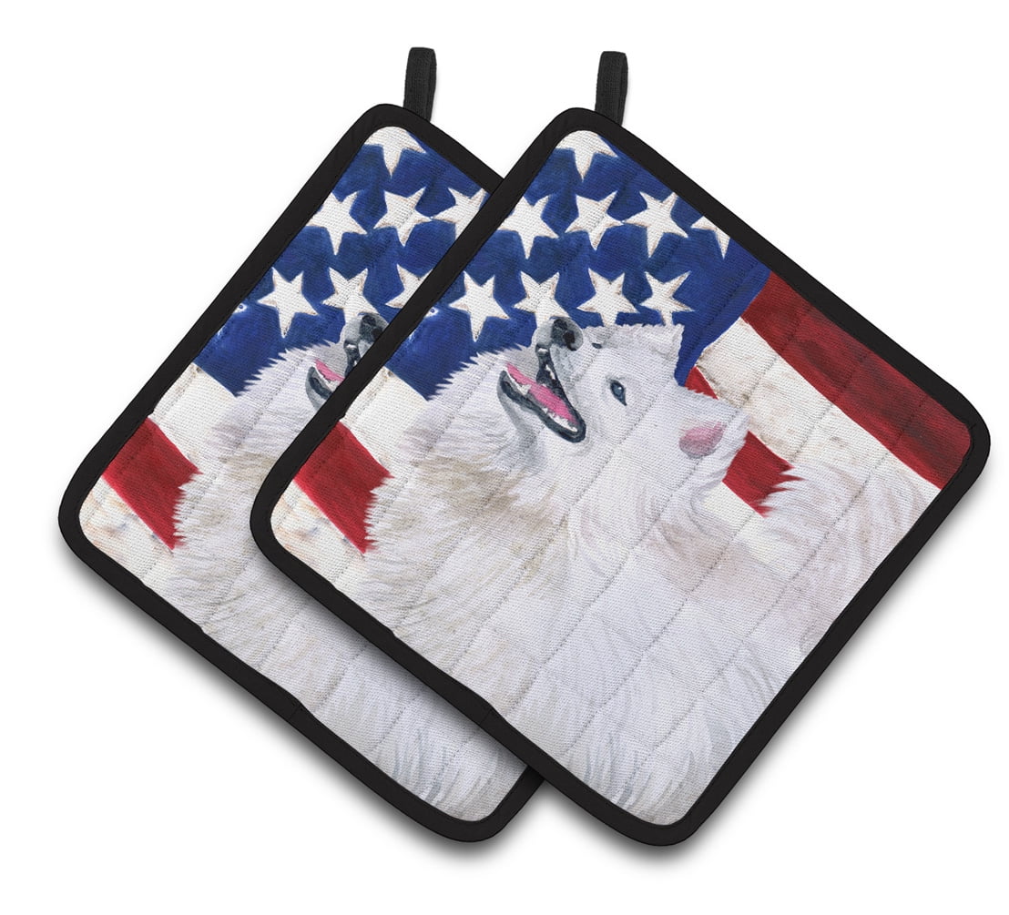 Caroline's Treasures Samoyed Patriotic Pair of Pot Holders
