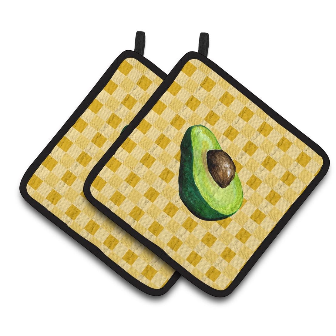 Caroline's Treasures Sliced Avacado on Basketweave Pair of Pot Holders