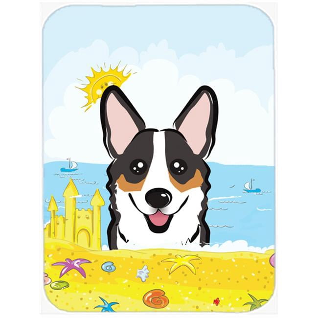 Caroline's Treasures Tricolor Corgi Summer Beach Glass Cutting Board Large