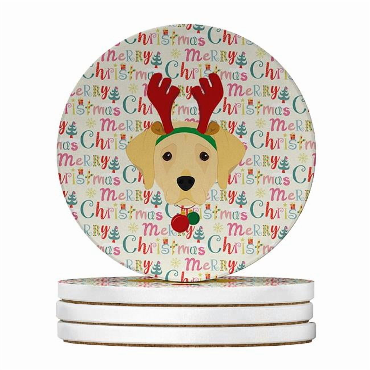 Labrador Retriever Merry Christmas Large Sandstone Coasters Pack of 4 4 in x 4 in