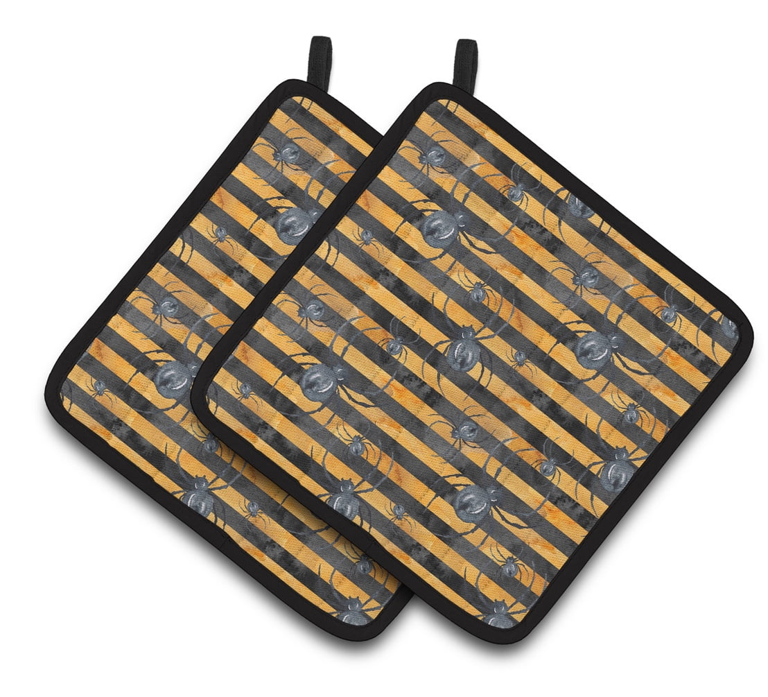 Caroline's Treasures Watecolor Halloween Spiders Pair of Pot Holders
