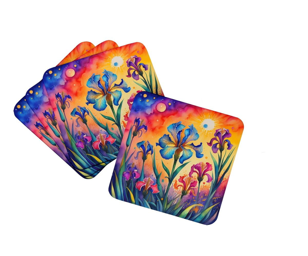 Colorful Peonies Foam Coaster Set of 4 3.5 in x 3.5 in