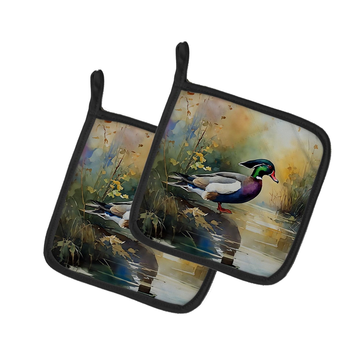 Carolines Treasures 7.5 x 7.5 in. Wood Duck Pot Holders - Set of 2
